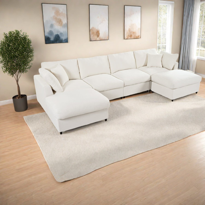 Grand canapé modulaire modulaire en U de 128 pouces pour la maison Chenille