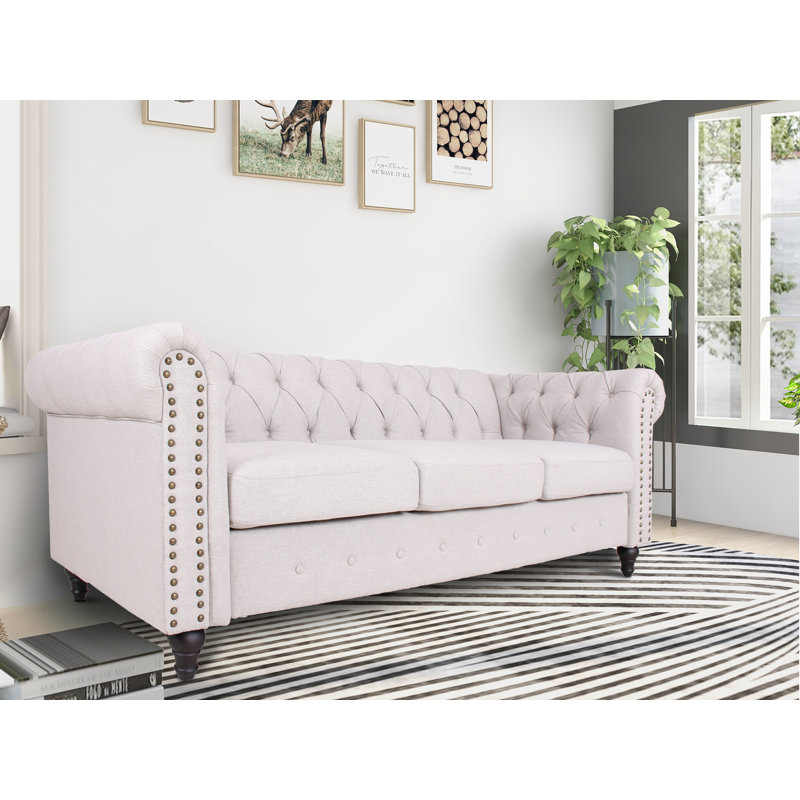 Canapé Strock Arm, Mélange de lin gris clair