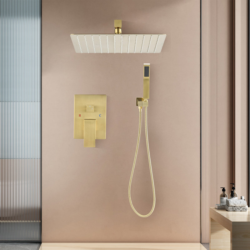 Système de douche complet avec valve brute, Or brossé