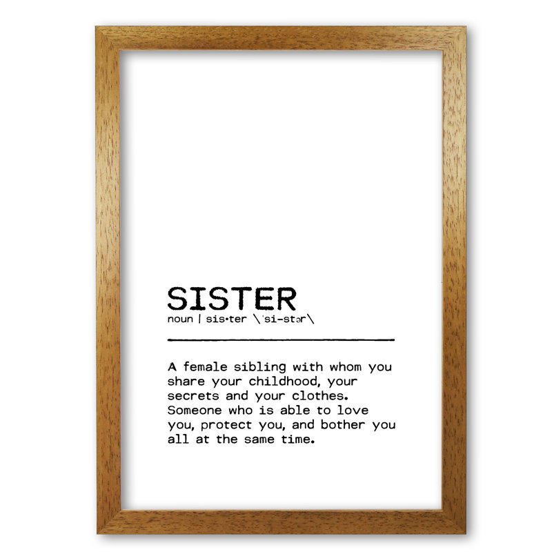 Sister Share - Print, 85 cm H x 60 cm W x 5 cm D, Honey Oak Frame