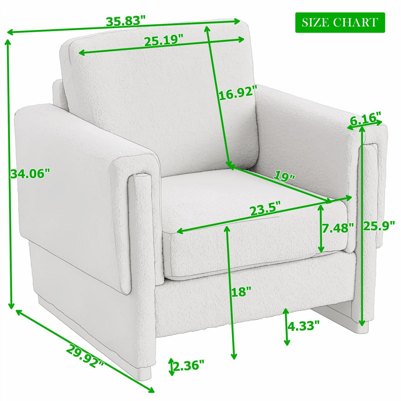 Fauteuil d'appoint rembourré avec accoudoirs Boucle, Beige