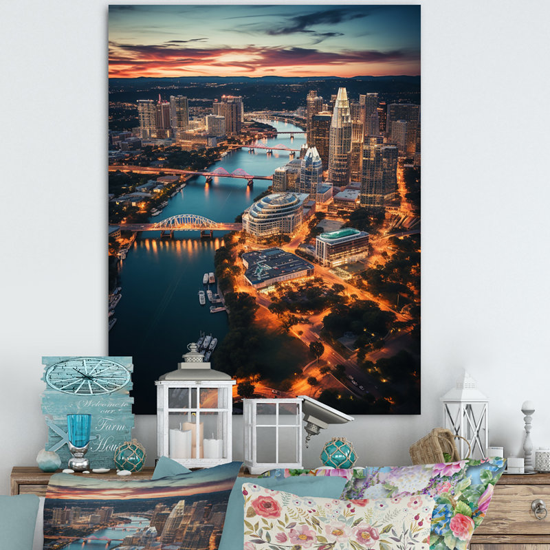 «Austin Beautiful Cityscape Spot I», reproduction sur toile, 20" H x 12" W, Toile tendue