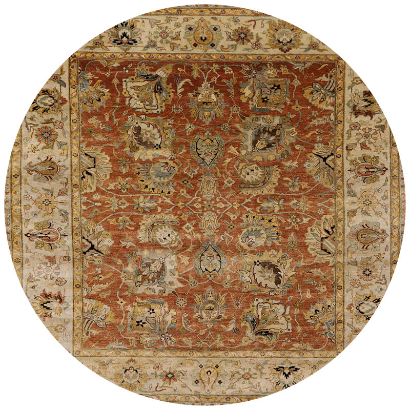 Tapis oriental jaune / brun Arakel, Rond 6 pi