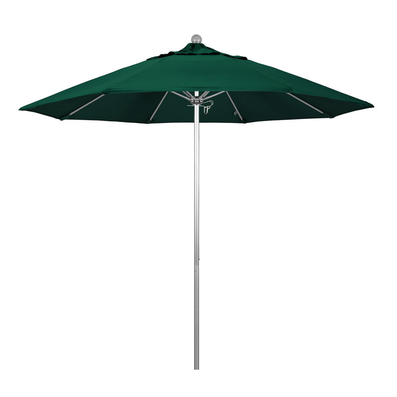 Parasol de marché 9 pi Maria, Toile Sunbrella® vert forêt, Argent argent