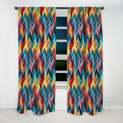 Motif de mosaïque à chevrons colorés et colorés - Rideau en velours glam - obscurcissant - 1 panneau