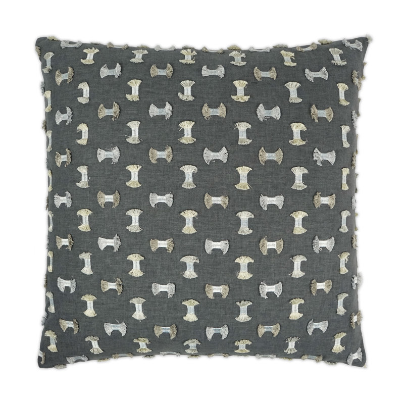 Frayed Pillow Cover & Insert, Gunmetal, Square 24"