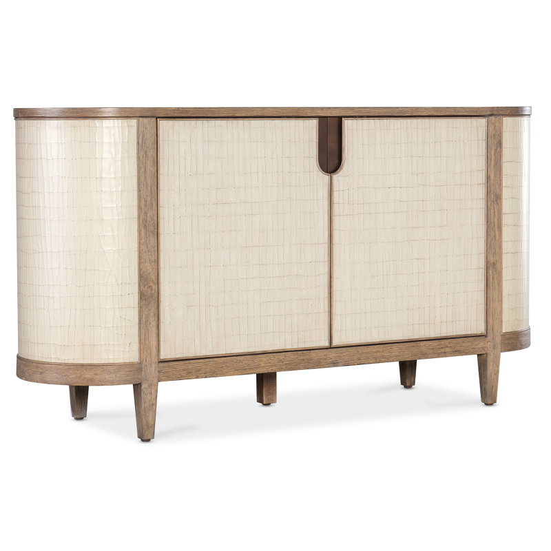 Beige and Brown Oak Transitional Credenza