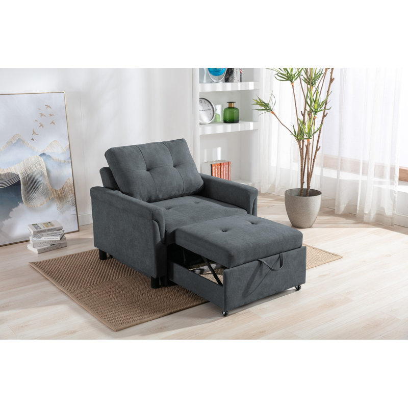 Hannah 35" Dark Gray Woven Convertible Armchair