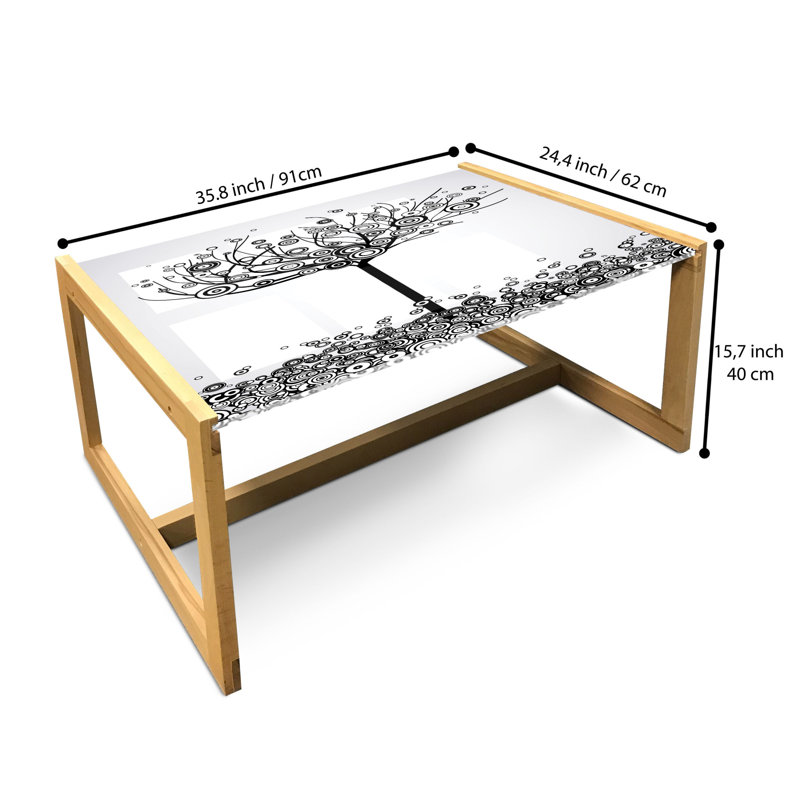 Jalliyah Trestle Coffee Table, 40cm H x 91cm W x 62cm D