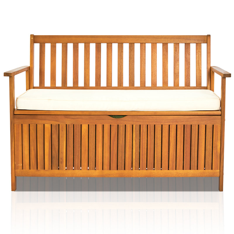 Grand banc de rangement en bois d'acacia