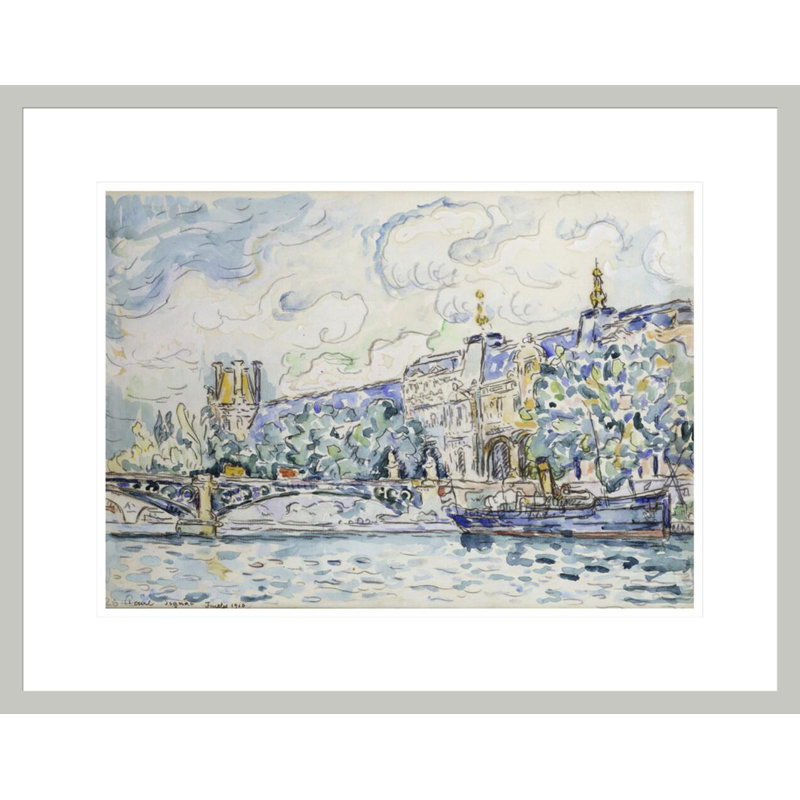 Le Palais du Louvre par Paul Signac - Estampe numérique encadrée, H 17,11 po x l 21,75 po