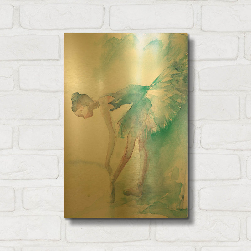 «Pointe Shoes» par Aimee Del Valley, art mural en métal doré, 12 po x 16 po, 12"x16"