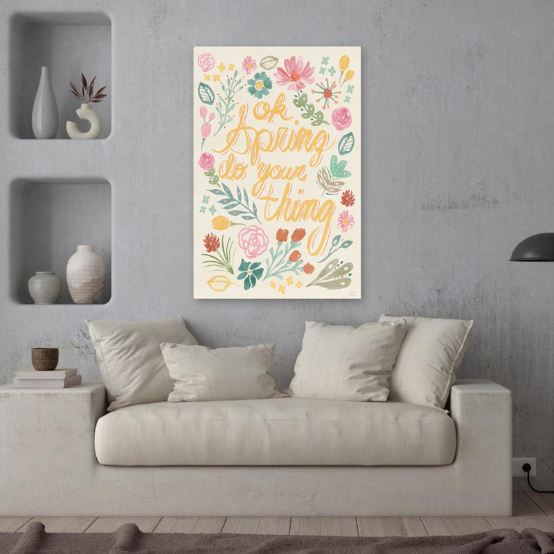 Spring Song IV Contemporary, floral, crème, bleu, Pâques, H 36 po x l 24 po