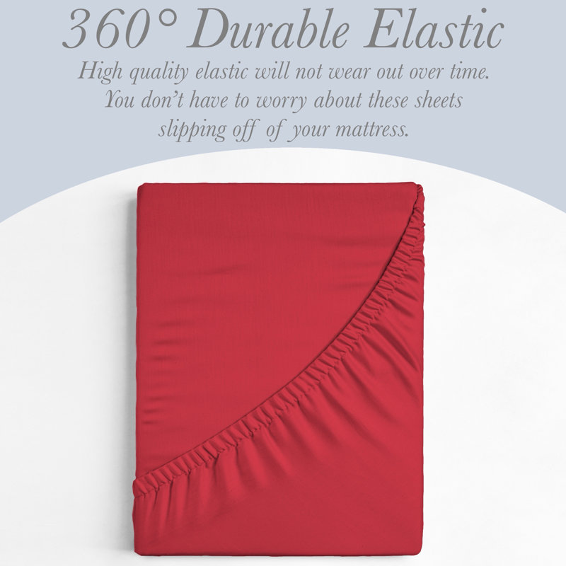 Ensemble de draps 6 pièces en microfibre brossée double ultra douce, feuilles rafraîchissantes avec poches très profondes - Lavable à la machine