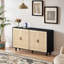 Armoire de rangement élégante et fonctionnelle en rotin à 4 portes 62,20 po, pour la chambre à coucher, le salon, le bureau, facile à assembler