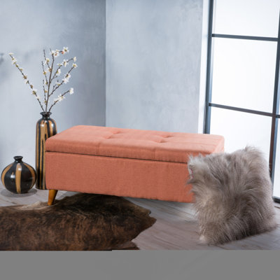 Home Decor, Tufted Ainsley Button Storage Ottoman Bench With Hinged Lid , Ottoman Bench With Storage For Living Room & Bedroom,Solid Wood Leg