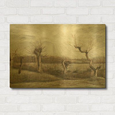'Tetards (Pollards)' By Vincent Van Gogh Gold Metal Wall Art, 36" x 24"
