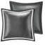 Édredon argenté / argenté pour lit très grand - tissu doux, revers gris uni, taille classique 8 pièces, 2 taies décoratives, coussins décoratifs Euro