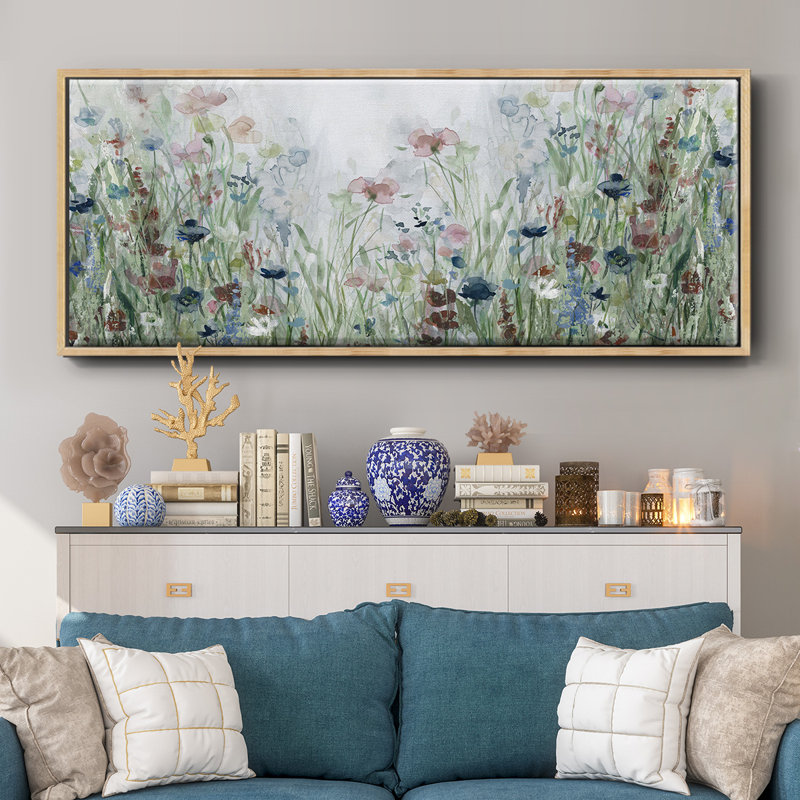 Champ de fleurs sauvages - toile encadrée, H 12 po x l 30 po