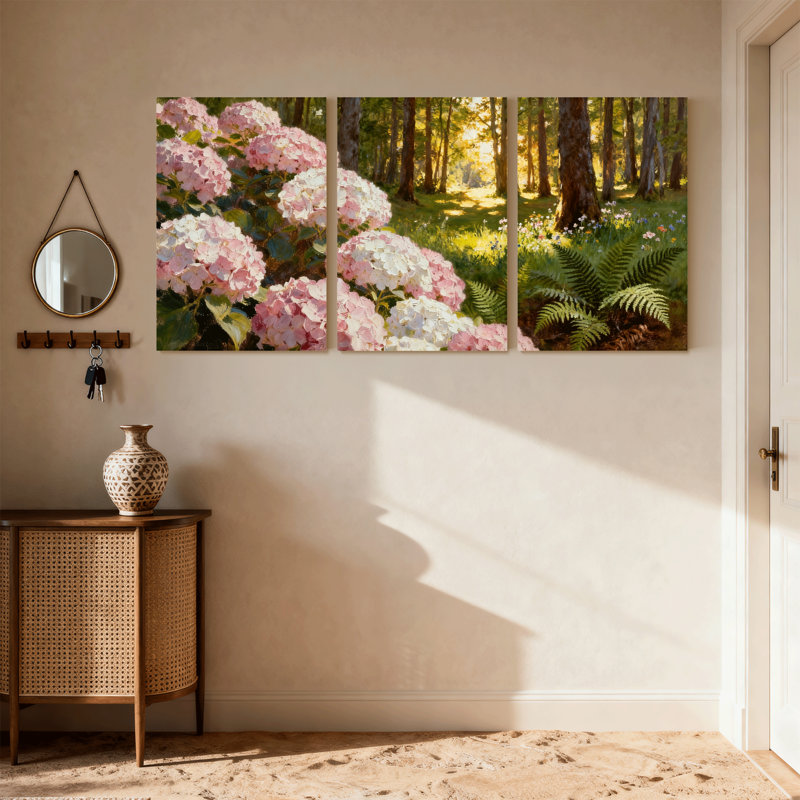 Hydrangea, ensemble de 3 impressions sur toile, "Forest Forest Trees", H 30 po x l 60 po