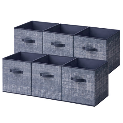 Storage Cubes, 11.8 Inches Non-Woven Fabric Bins With Double Handles, Set Of 6, Closet Organizers For Shelves, Collapsible, For Clothes