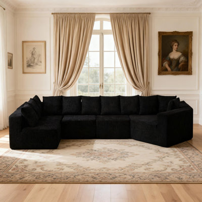 Très grand canapé modulaire à assise profonde en L de 151,6 pouces avec tissu chenille et 11 coussins, sans assemblage requis