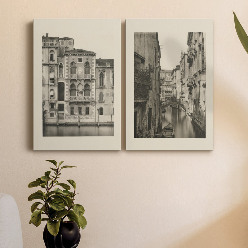 Vue rétro de Venise III, toile tendue avec châssis de qualité supérieure - prête à être accrochée, H 27 po x l 32 po x P 1 po
