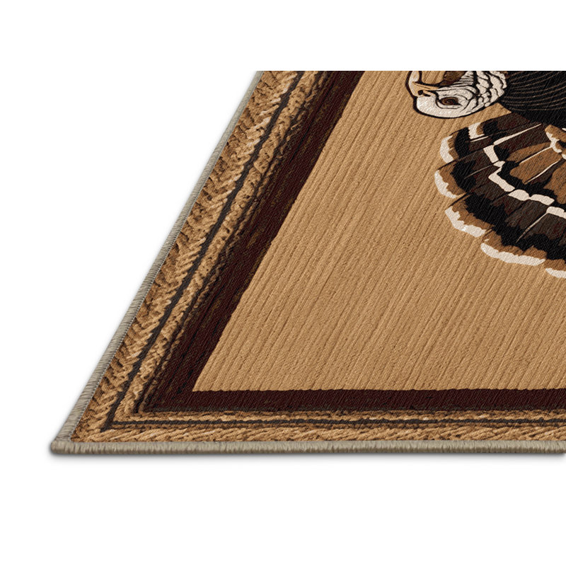 Washable Wild Turkey Birds Area Rug, Square 4'
