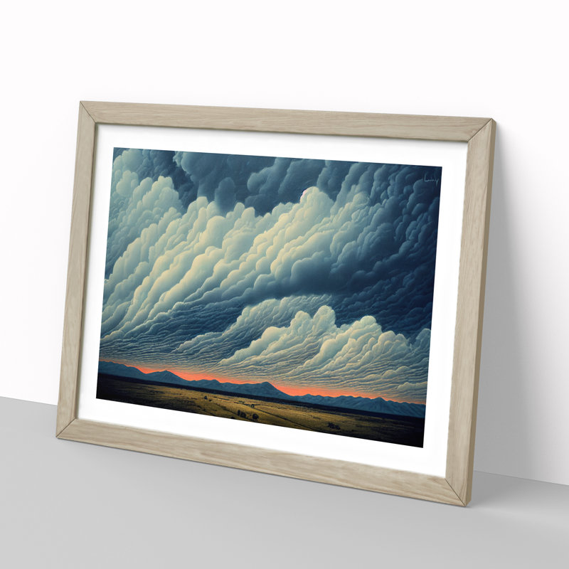 Clouds above Mountain Range - Framed Print, 34cm H x 46cm W x 2cm D, Oak