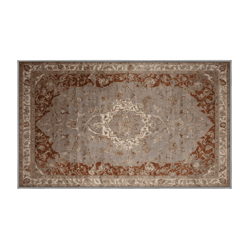 Tapis gris soyeux et moelleux, Rectangle 2 pi x 3 pi