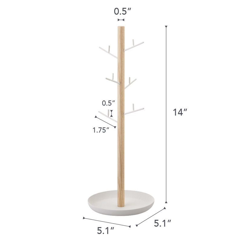 White Round Wood Accessory Tree for Women