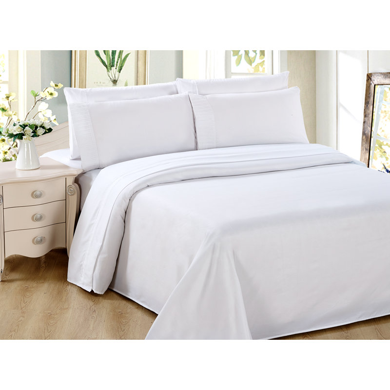 Ensemble de housse de couette avec 2 taies d'oreiller en rayonne de bambou toutes saisons 3 pièces Marina, Blanc