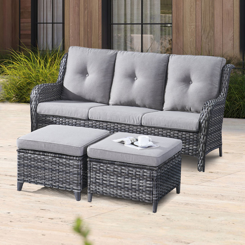 Canapé d'extérieur 75 po avec coussins Bonia, gris