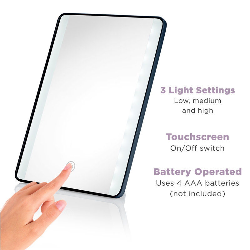 Glossy Navy LED Lighted Freestanding Makeup Mirror
