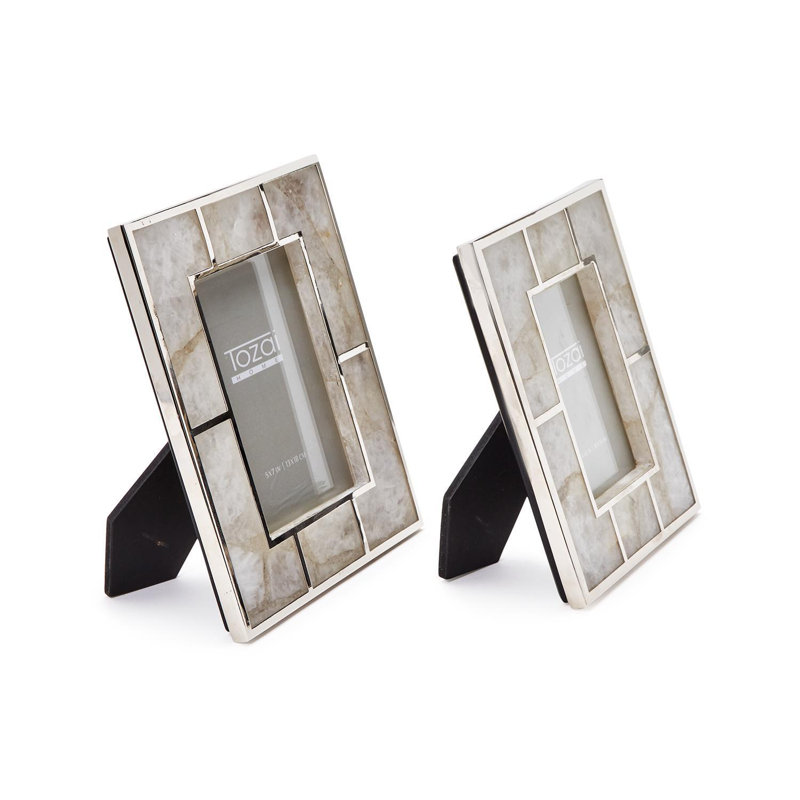 White Quartz Set Of 2 Photo Frames