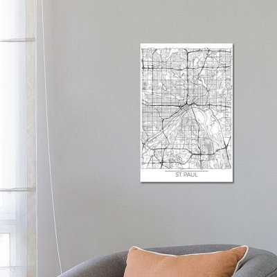 St. Paul Minimal Urban Blueprint Map by Hubert Roguski - Wrapped Canvas Print