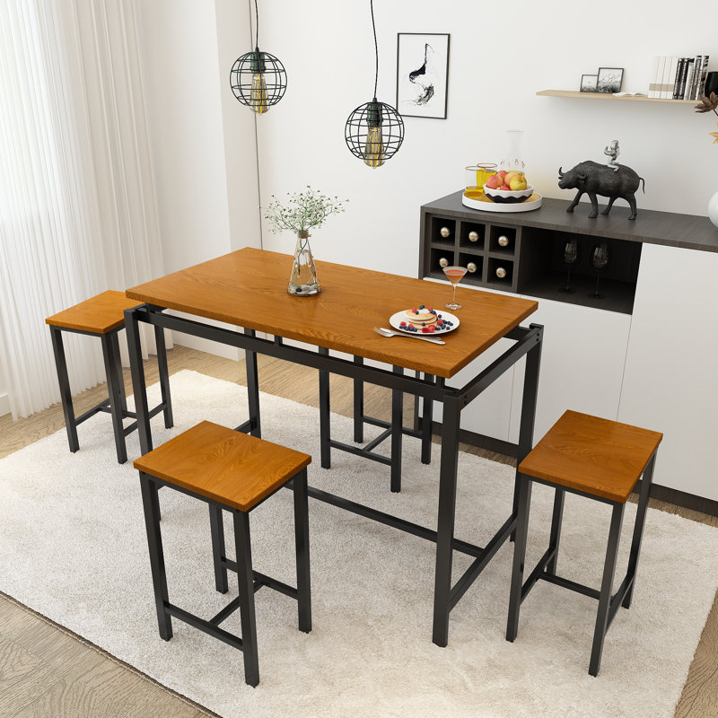 Ensemble de salle à manger à 4 pieds pour 4 personnes Juriy, ensembles de table de salle à manger 5 pièces pour 4 personnes, ensembles de cuisine et de salle à manger pour petits espaces, cuisine, maison