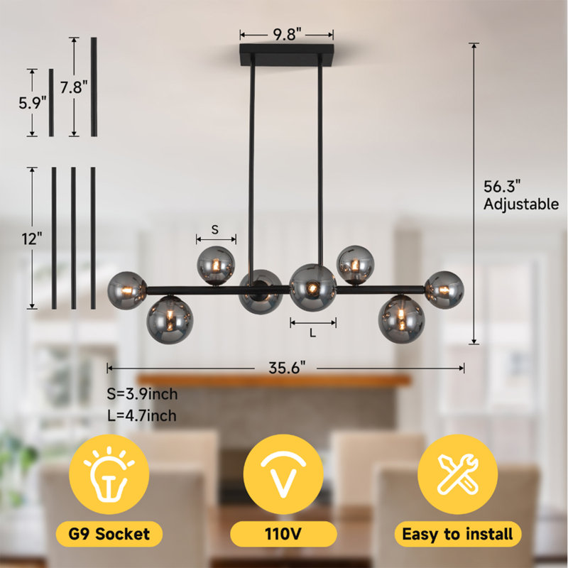 Luminaire globe en verre noir