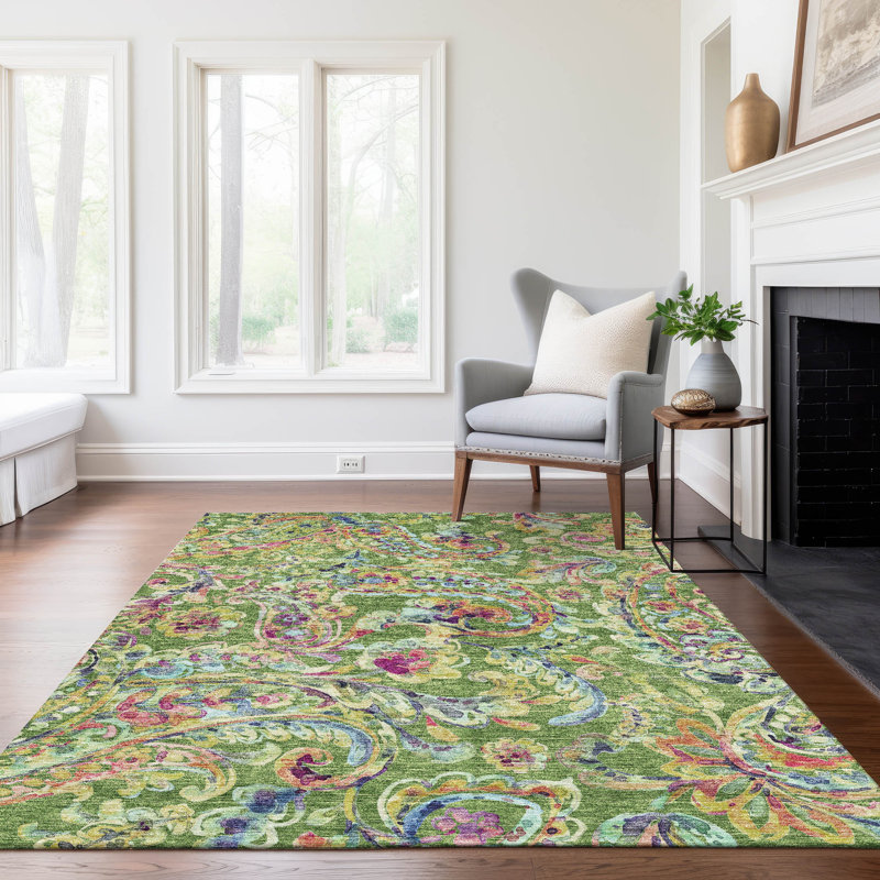 Malcom Washable Paisley Non-Slip Area Rug , Rectangle 5' x 7'6"