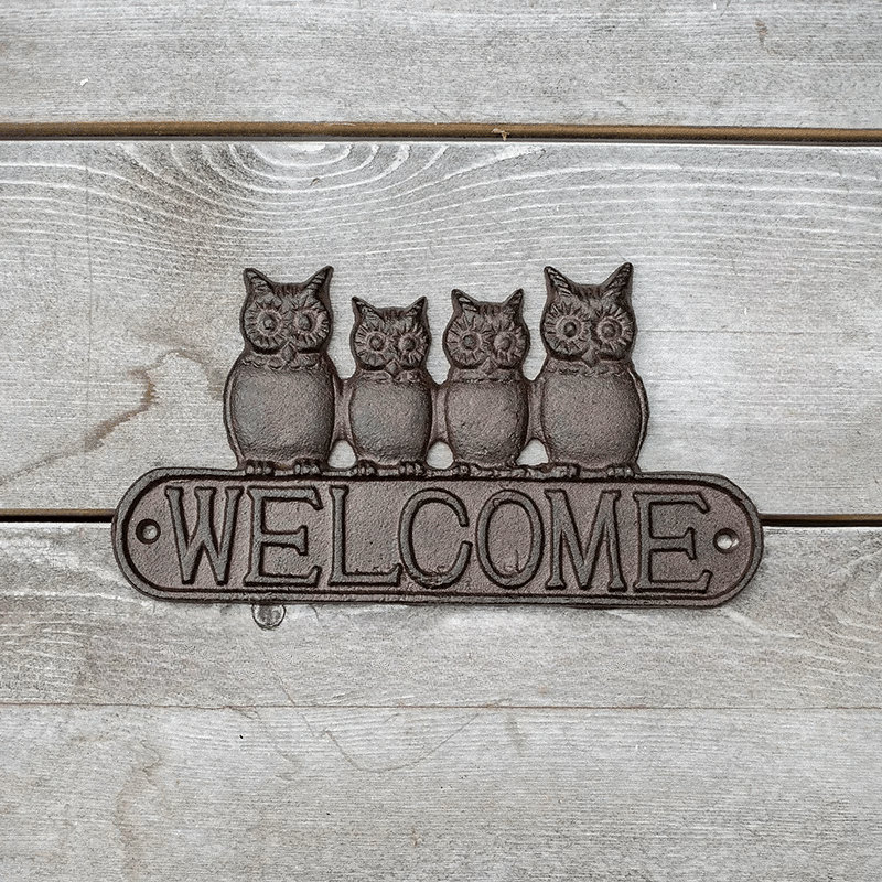 Panneau de bienvenue en fonte Four Owls