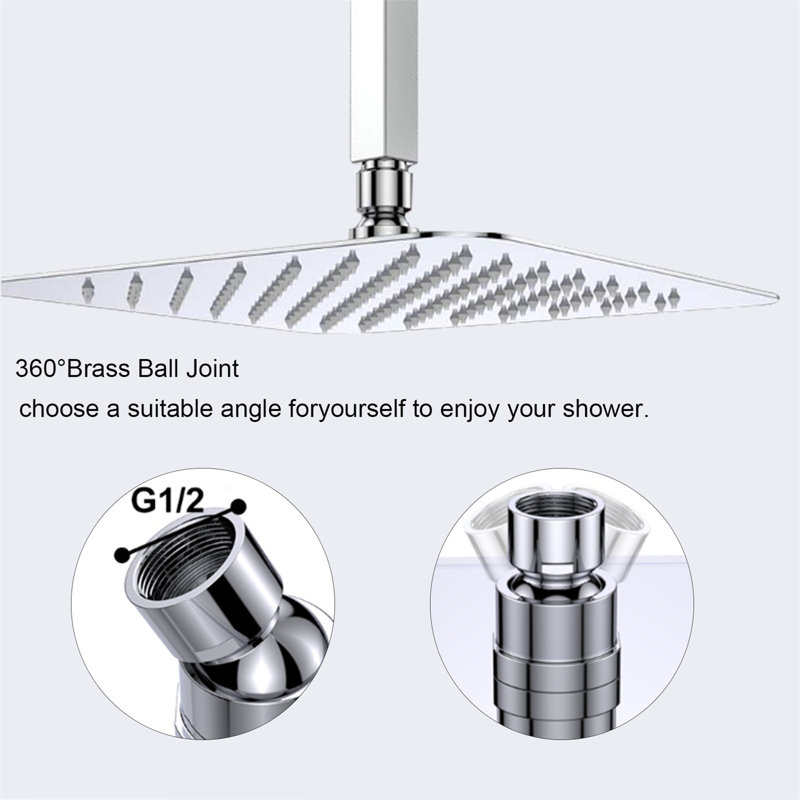 16-Inch Rainfall Shower Head - 304 Stainless Steel High-Pressure Ultra-Thin Water-Saving Shower Panel, Chrome