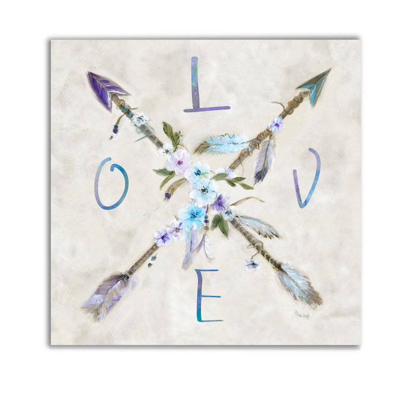 «Boho Arrow Love», peinture sur toile tendue, H 24 po x l 24 po x 1,5 po