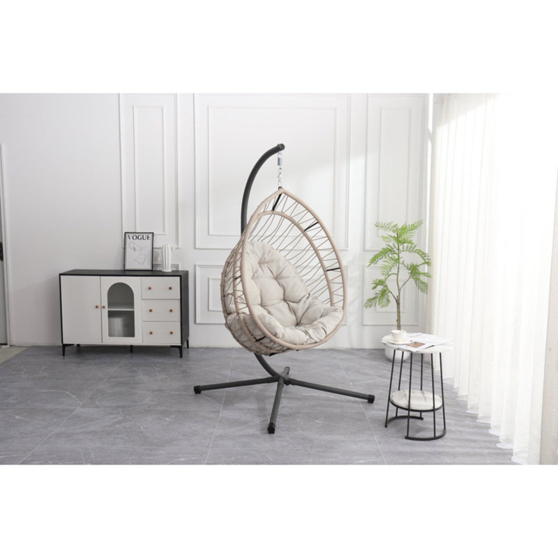 Fauteuil suspendu d'extérieur en forme d'œuf avec support, balancelle de patio en forme d'œuf, chaise berçante d'intérieur, hamac d'extérieur en forme d'œuf