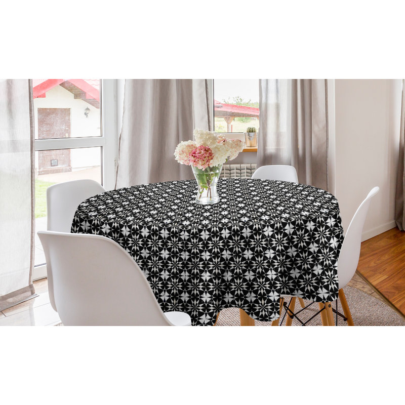 Ambesonne Grunge Round Tablecloth, Sketchy Vintage Illustration Of Monotone Circular Motifs, Circle Table Cloth Cover For Dining Room Kitchen Decoration, 60", Charcoal Grey Champagne