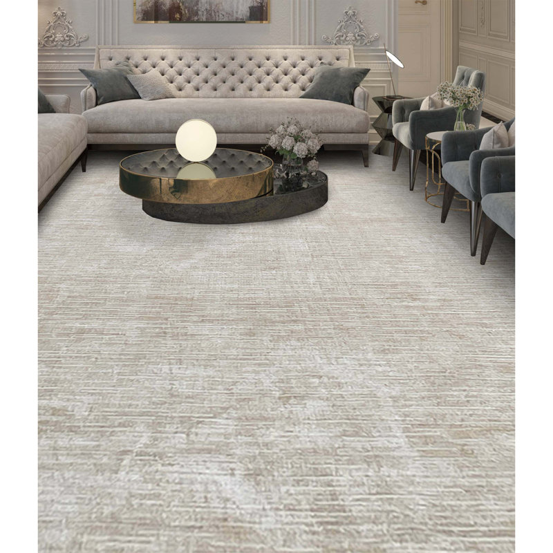 Wool Area Rug in Beige, Rectangle 6' x 9'