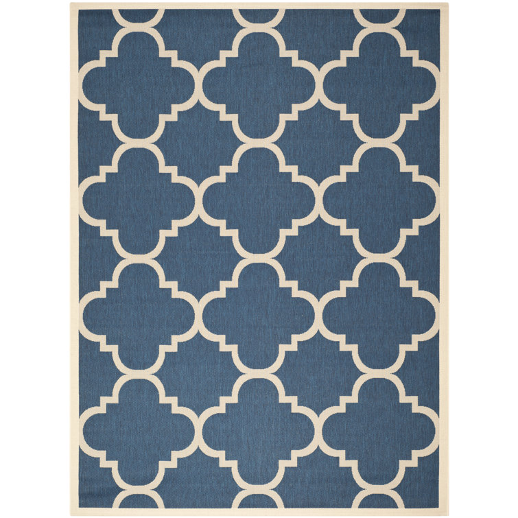 Kenny Hooked Navy/Beige Indoor/Outdoor Rug