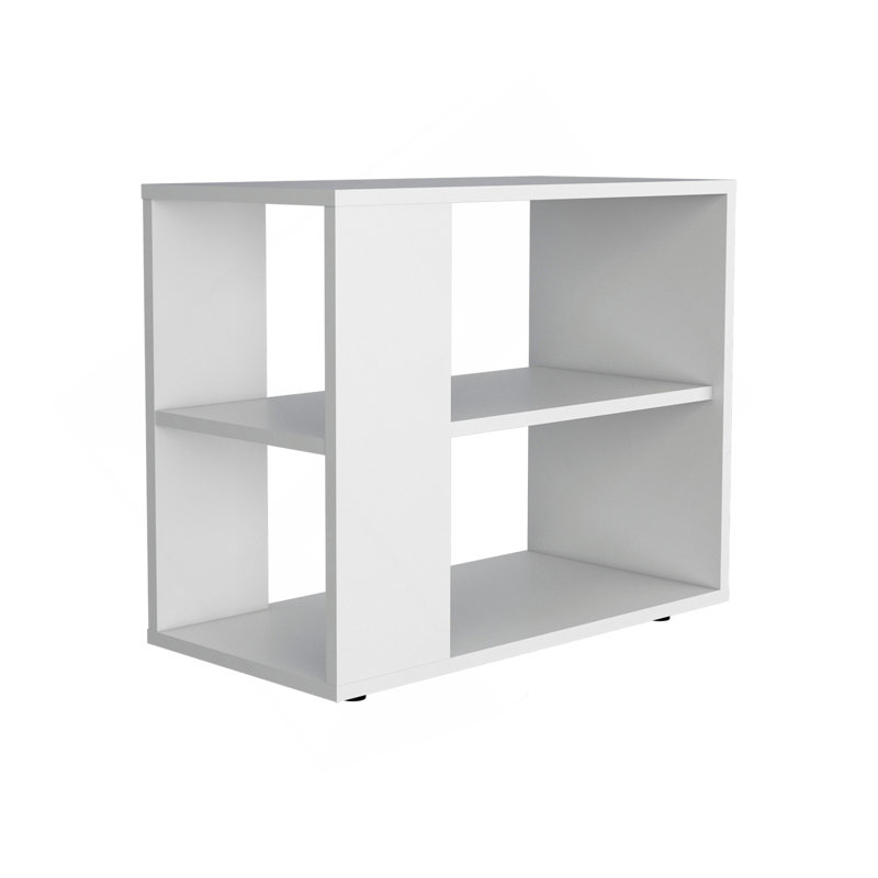 Rio Verde Side Table In Melamine With Open Storage, White, White