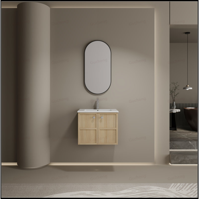 24"Wall-Mounted Bathroom Vanity Whit Ceramic Sink