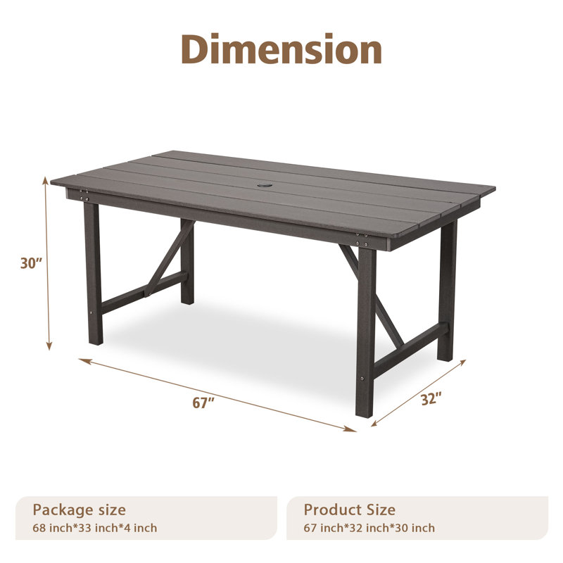 Hdpe Plastic Patio Outdoor Dining Table