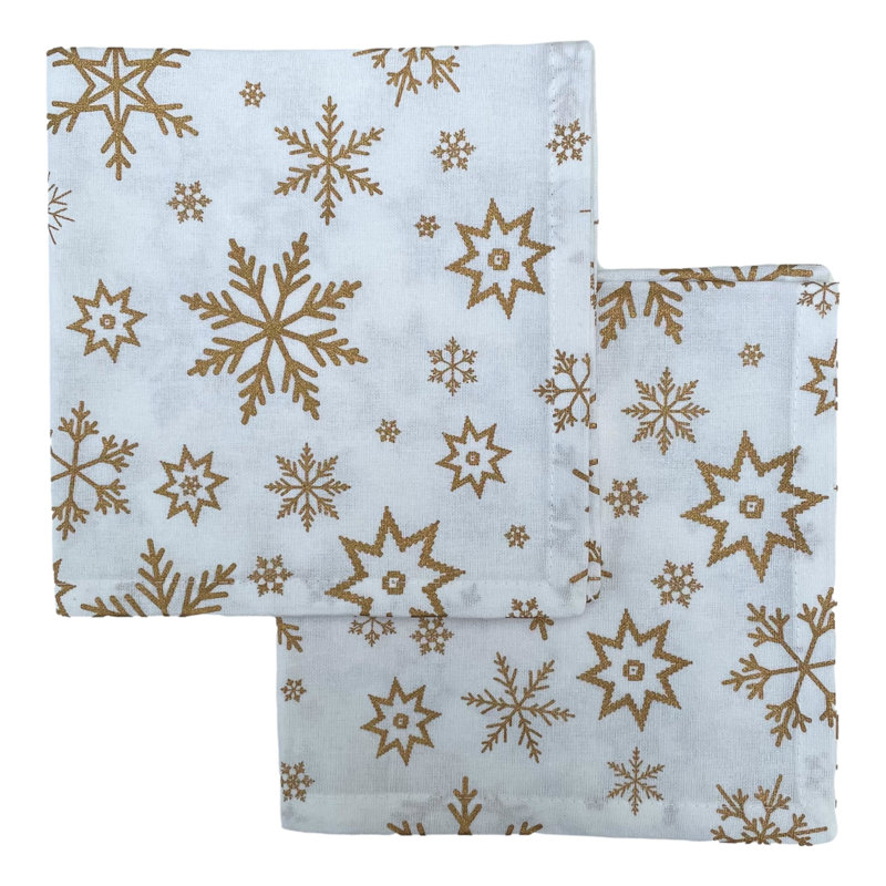 Jackeline Cotton Blend Geometric Square Napkin, Gold/White